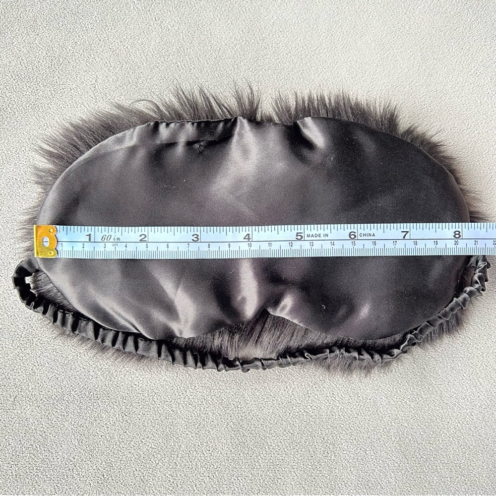 Faux Fur Eye Mask ~ Sleep Mask ~ Black - Picture 4 of 5